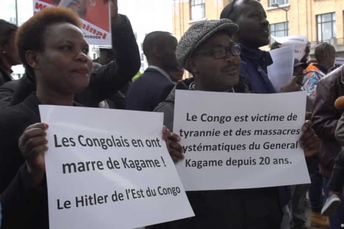 Samedi 24 février 2024 à Bruxelles: manifestation pour dénoncer l'ingérence du Rwanda dans les affaires de la République démocratique du Congo.