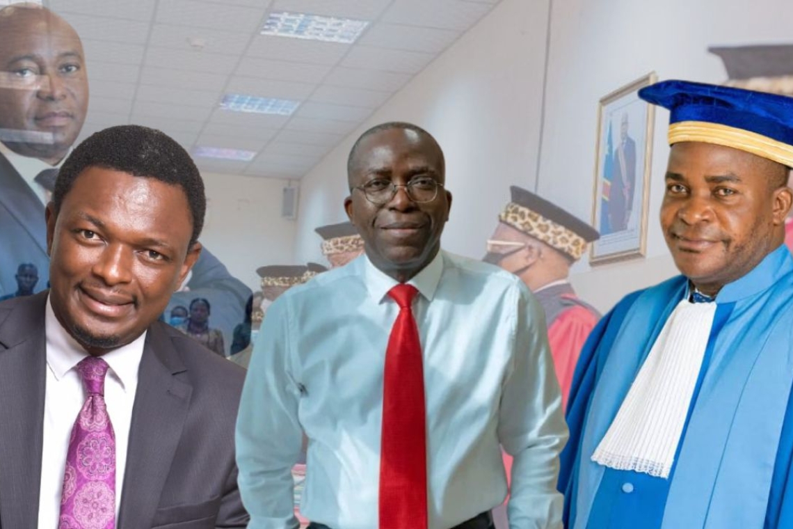 De G à D: Me Janvier Lemere Kiyombo Makonga, Augustin Matata Ponyo (Député National) et Dieudonné Kamulete Badibanga